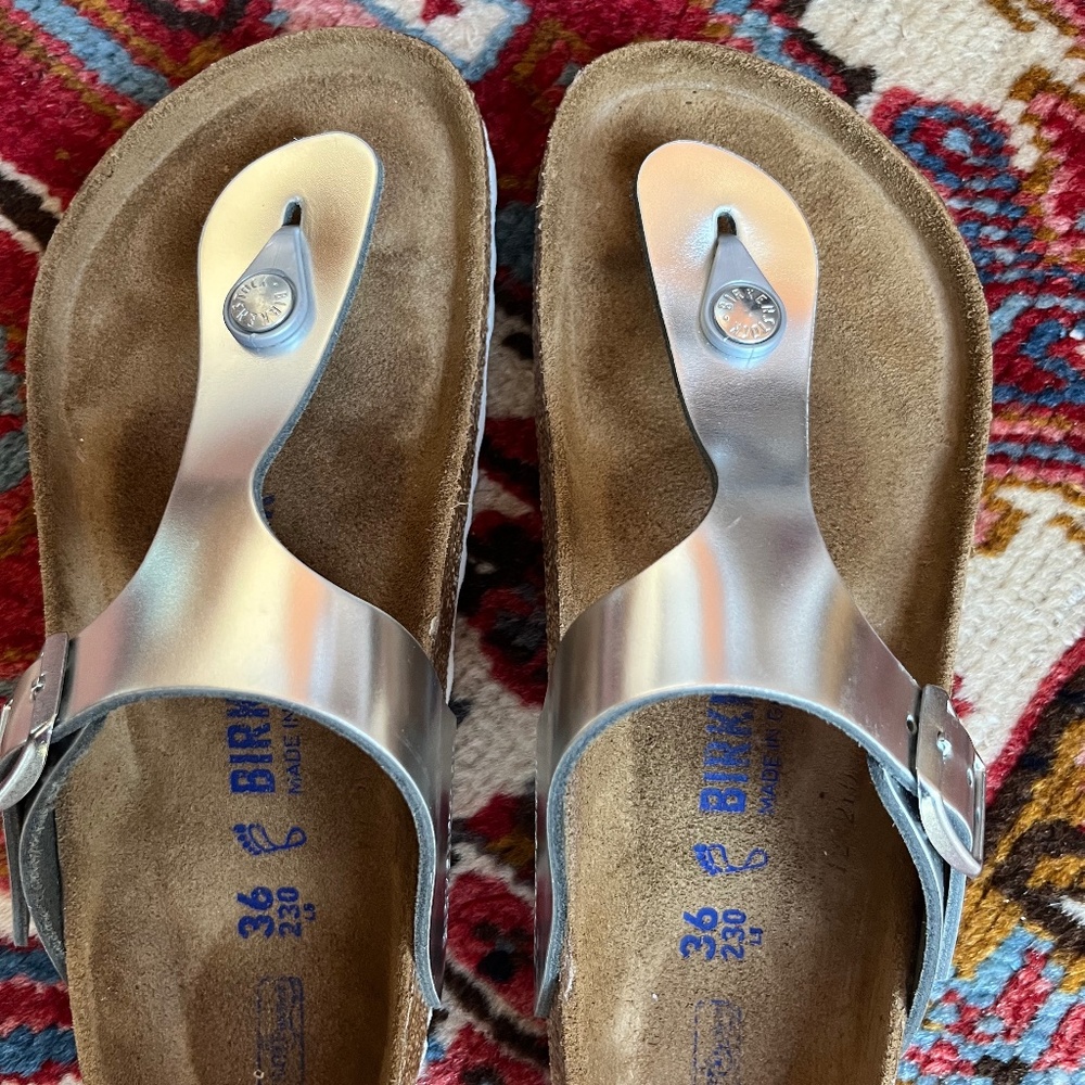 Birkenstock Gizeh 36 Regular Soft Footbed Silver